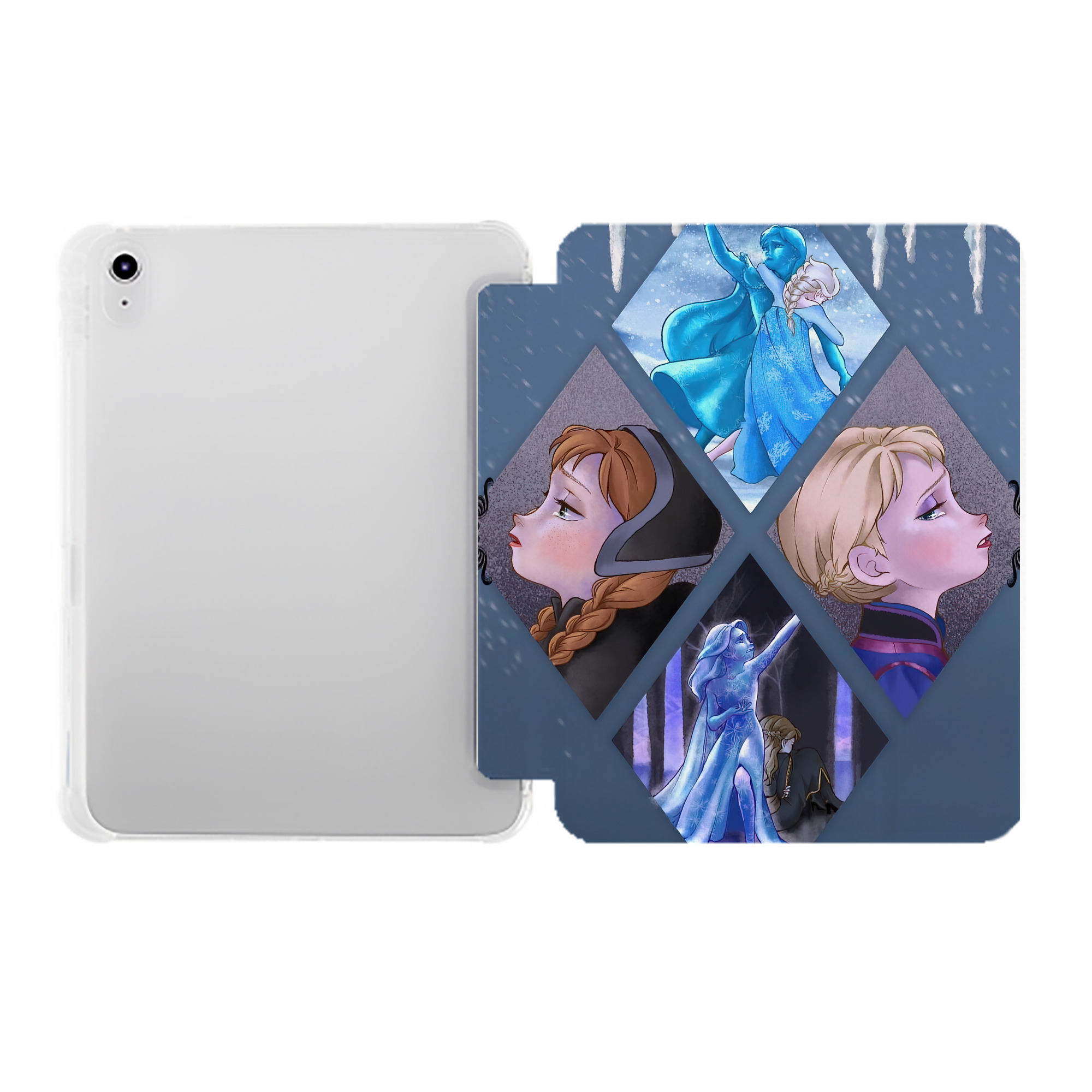 （画像用） アナと雪の女王 アンナ エルサ Frozen Anna Elsa IPad ケース ペン収納付き 三つ折りスタンド PUレザー×シリコン 対応機種9.5/10.5/10.9インチ